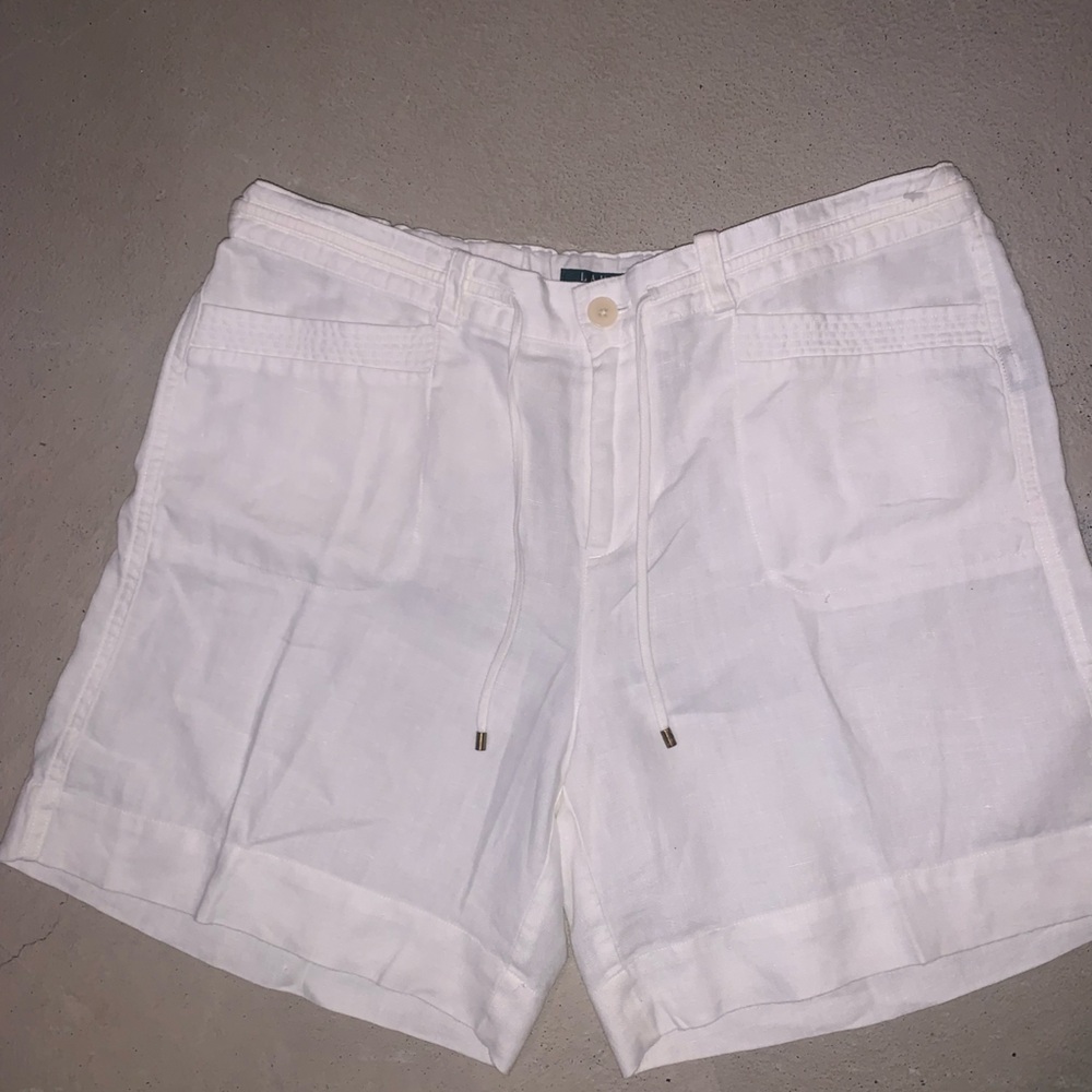 Ralph Lauren White Cotton Bermuda Shorts Classic Style